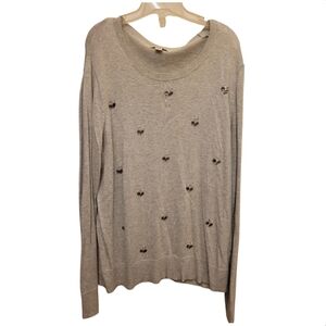 {BOGO FREE} Vintage Merona Gray Rhinestone Beaded Gray Sweater Size Medium